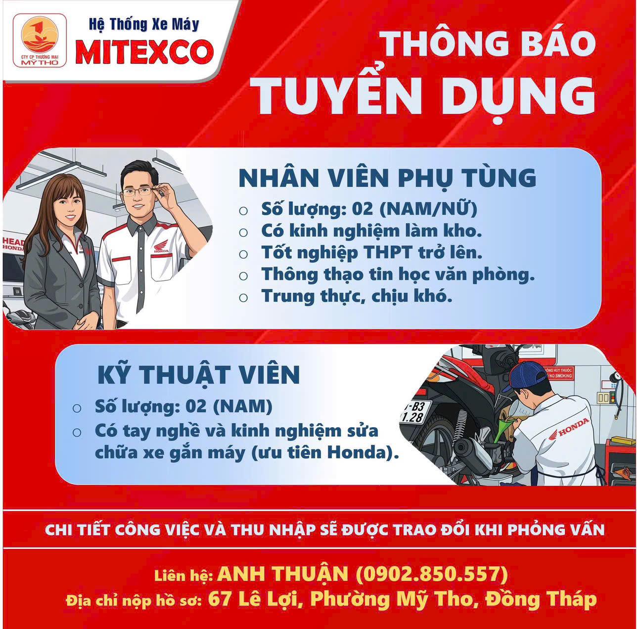 Hệ thống xe máy Mitexco tuyển dụng